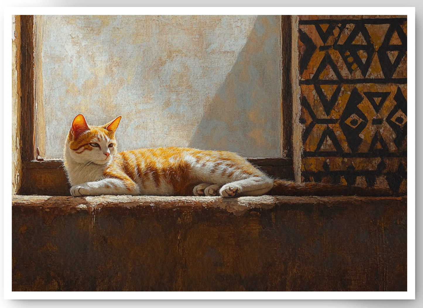 Orange Cat Window African American canvas print by MoomZee Artwork
