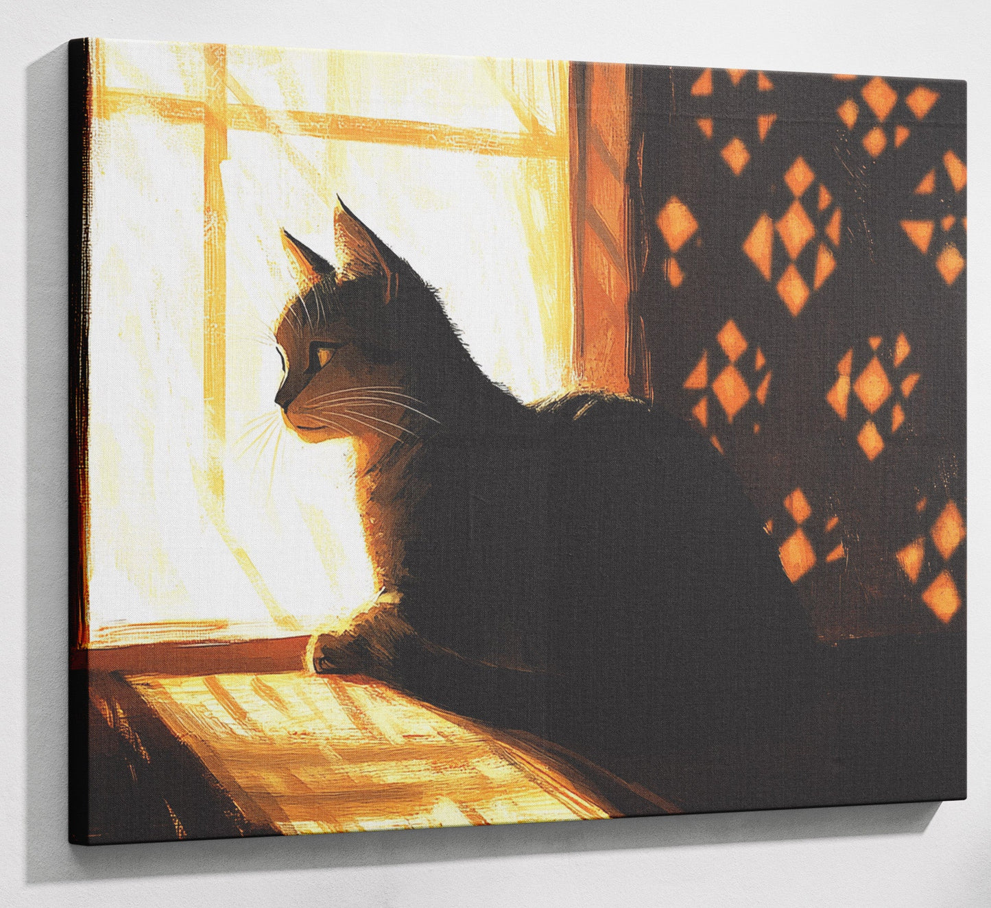 Black Cat Window Light African American canvas print canvas print with visible wall art format