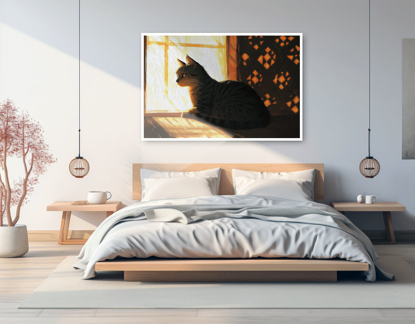 Black Cat Window Light African American canvas print artwork view