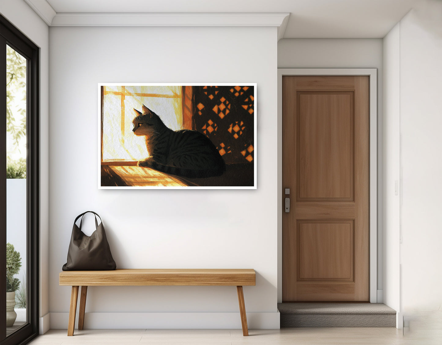 Black Cat Window Light African American canvas print home decor view