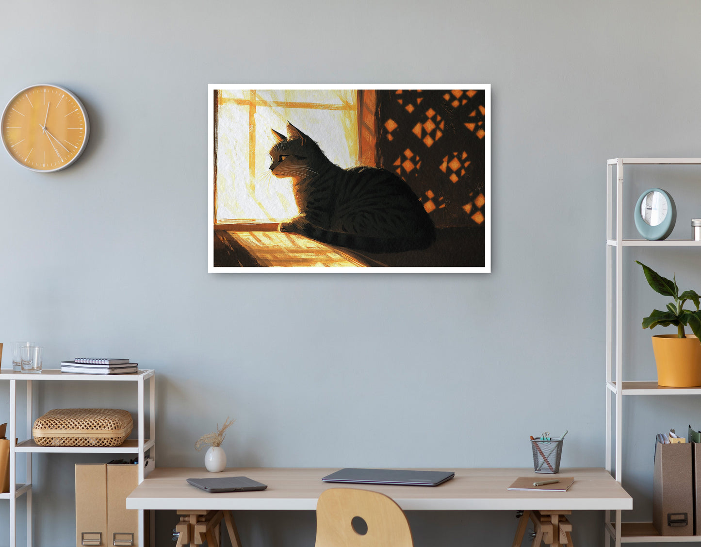 Black Cat Window Light African American canvas print print view