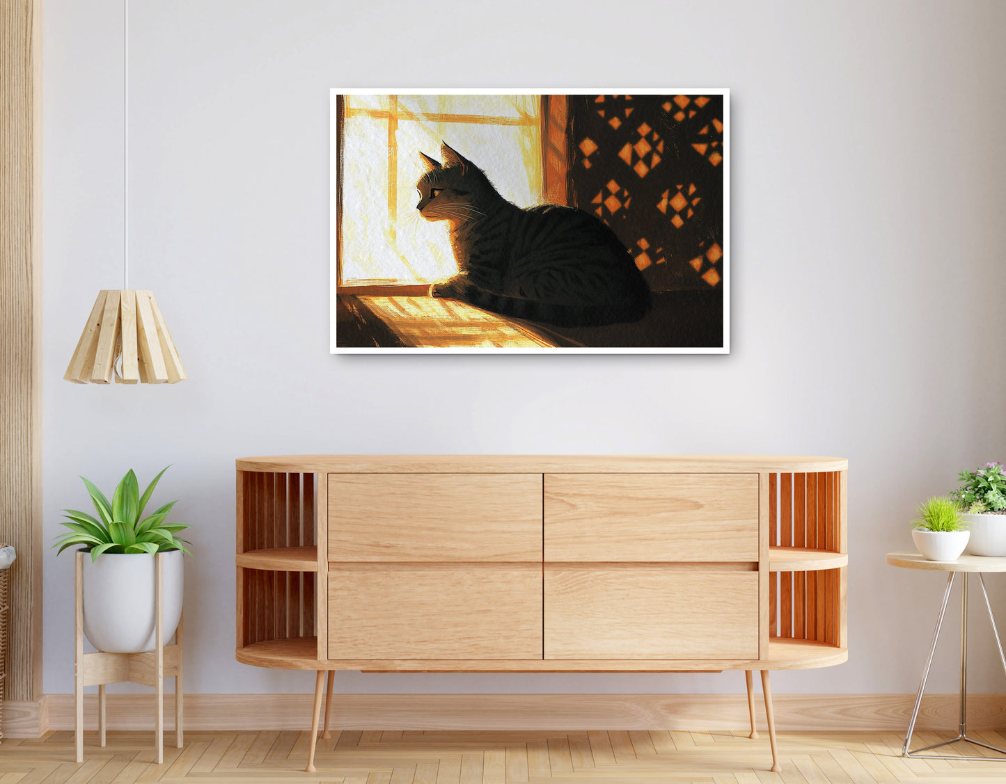 Alternate view of Black Cat Window Light African American canvas print