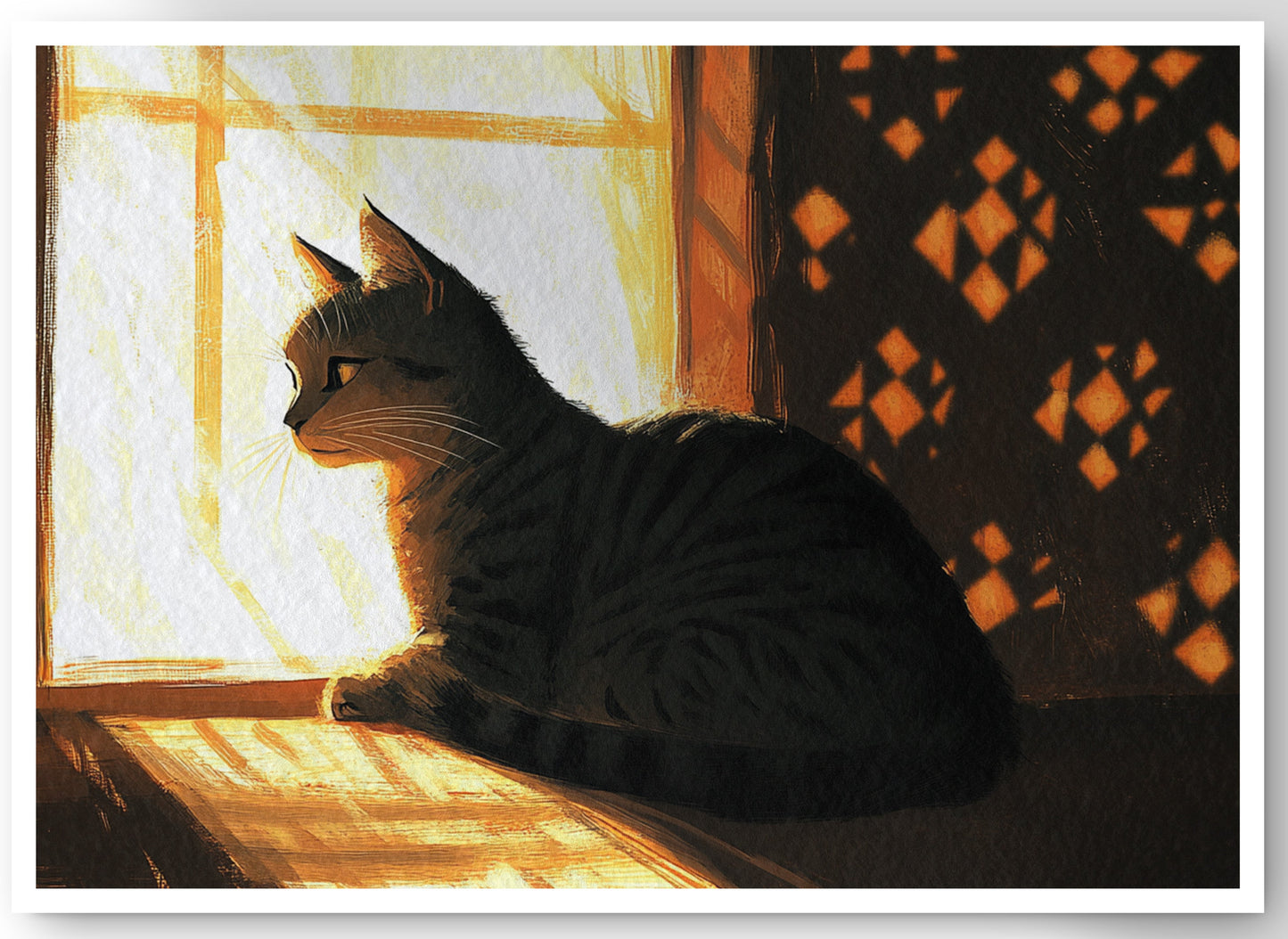 Black Cat Window Light African American canvas print by MoomZee Artwork