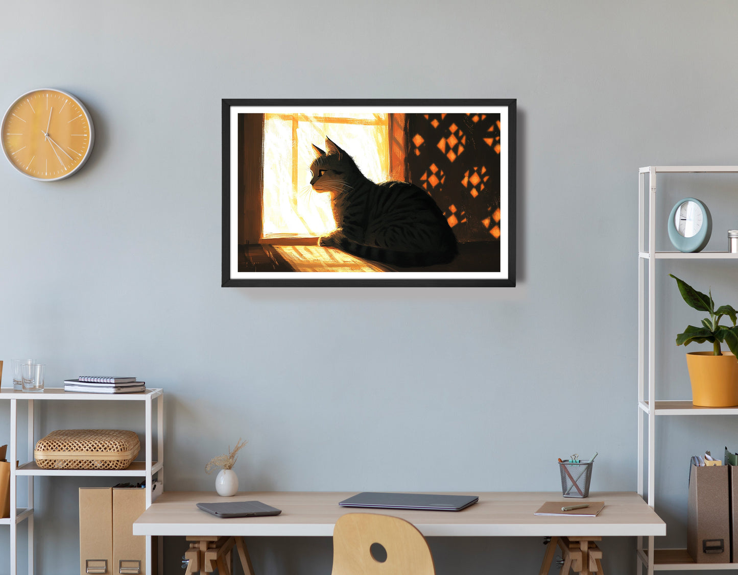Black Cat Window Light African American canvas print view 72
