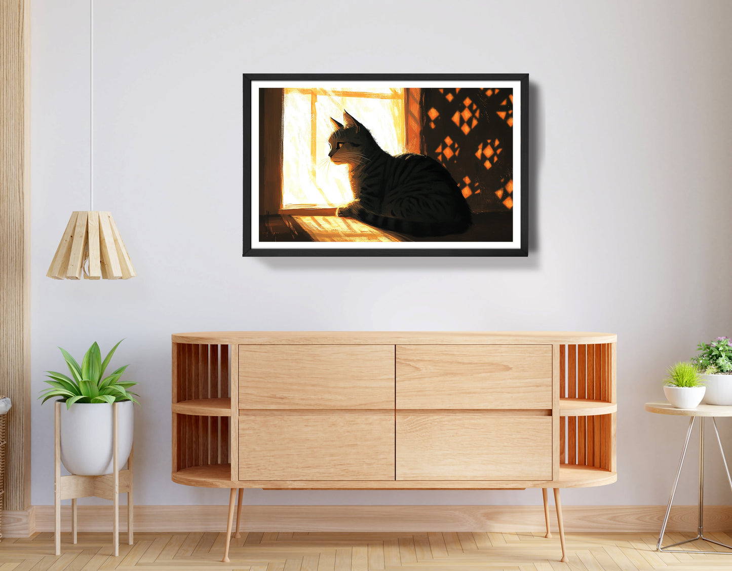Black Cat Window Light African American canvas print view 68