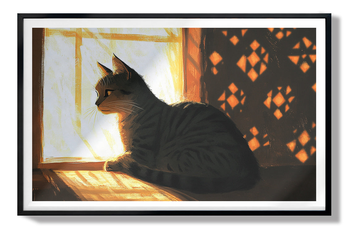 Black Cat Window Light African American canvas print view 67