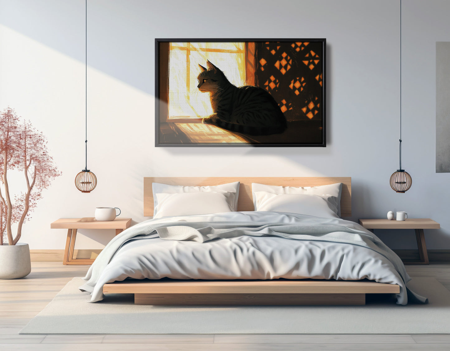 Black Cat Window Light African American canvas print view 27