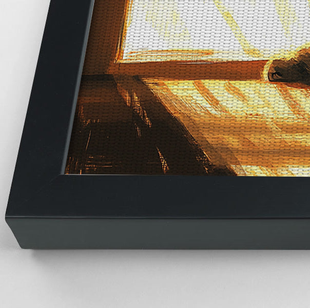 Black Cat Window Light African American canvas print view 28