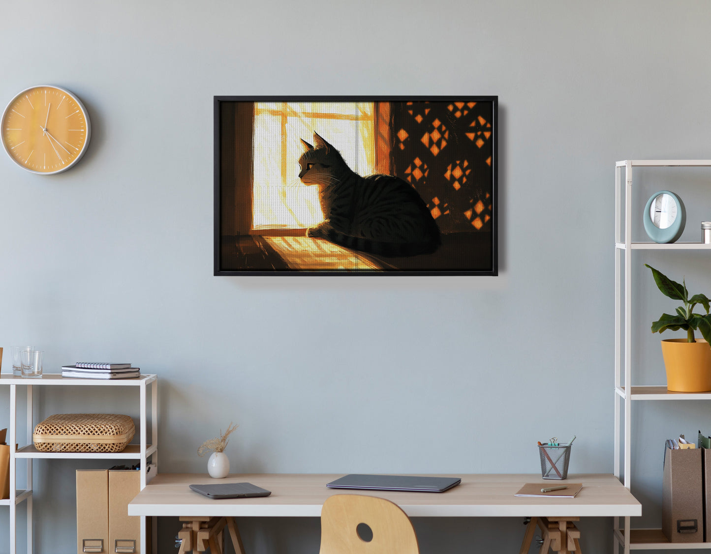 Black Cat Window Light African American canvas print view 30