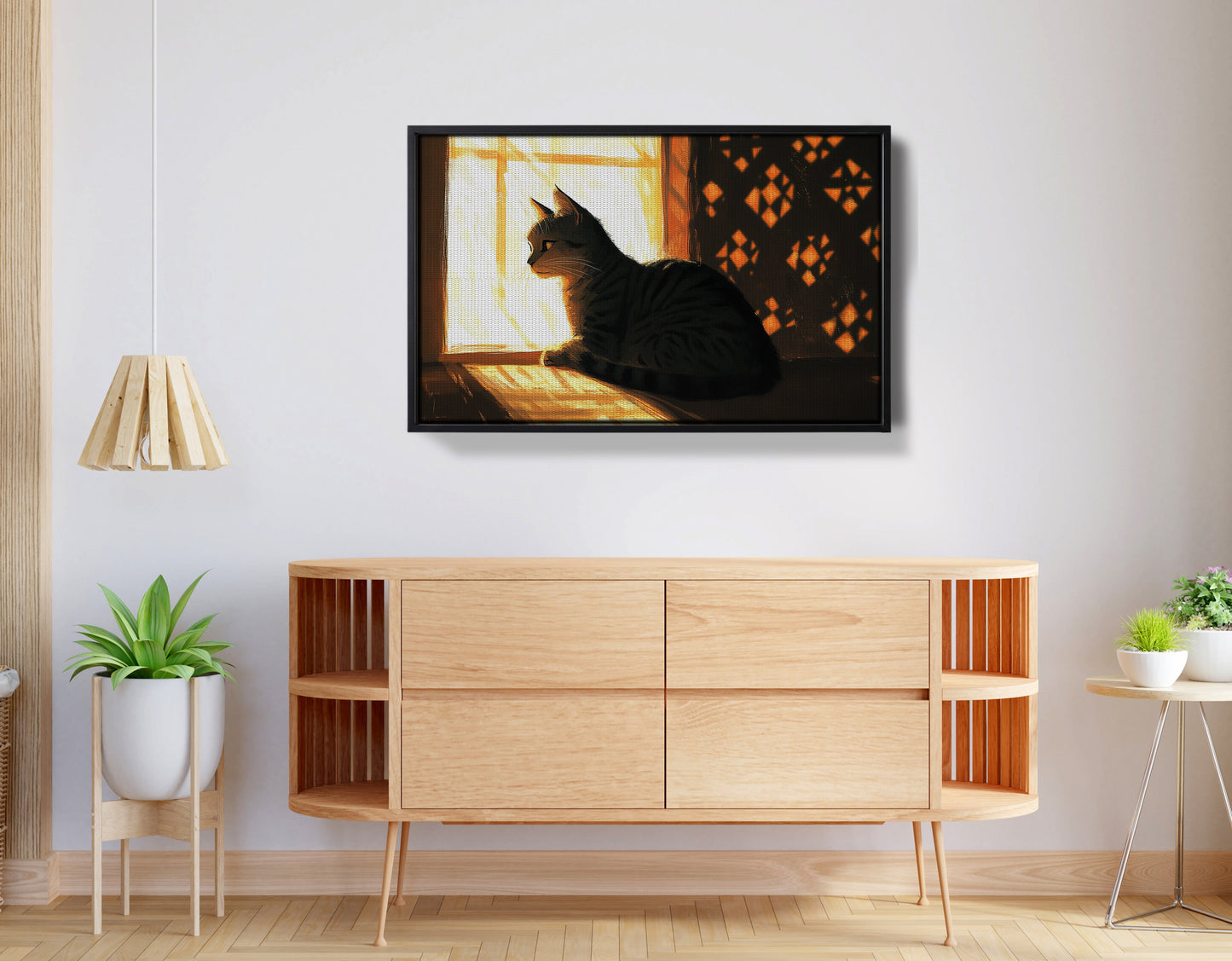 Black Cat Window Light African American canvas print view 26