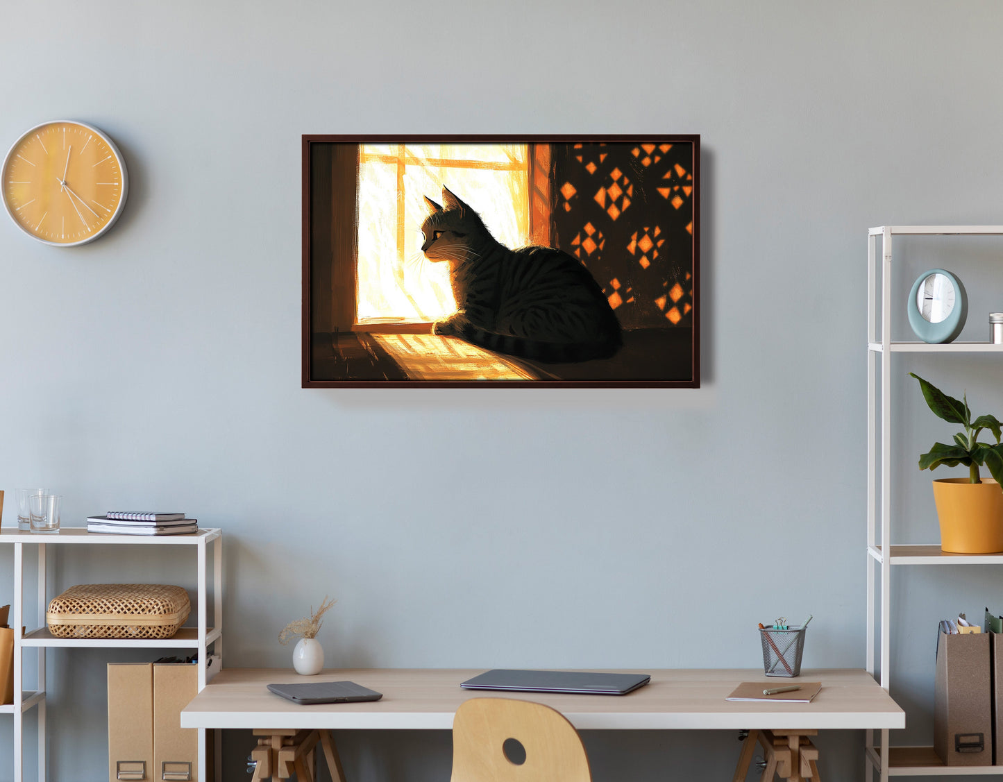 Black Cat Window Light African American canvas print view 36