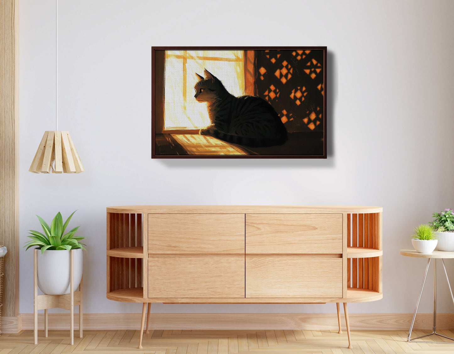 Black Cat Window Light African American canvas print view 32