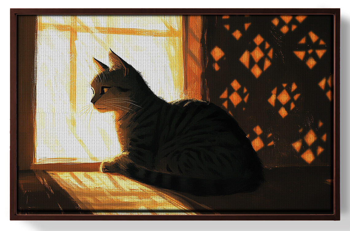 Black Cat Window Light African American canvas print view 31