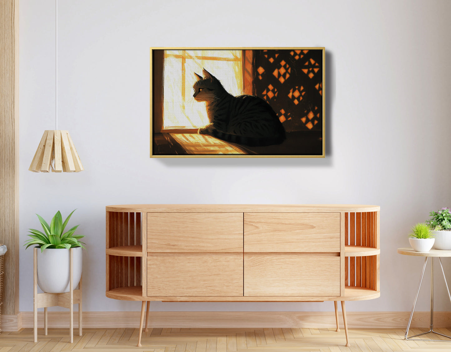 Black Cat Window Light African American canvas print view 38