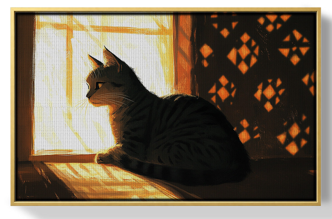 Black Cat Window Light African American canvas print view 37