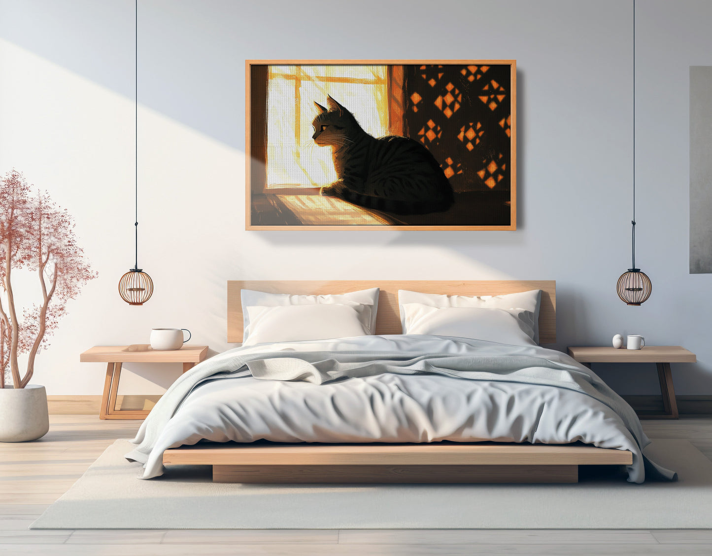 Black Cat Window Light African American canvas print view 45