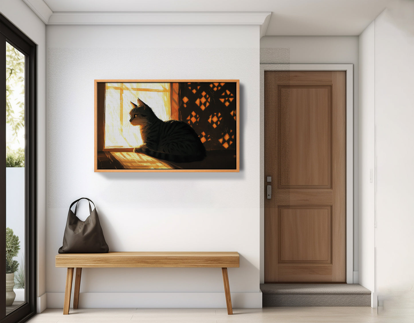 Black Cat Window Light African American canvas print view 47
