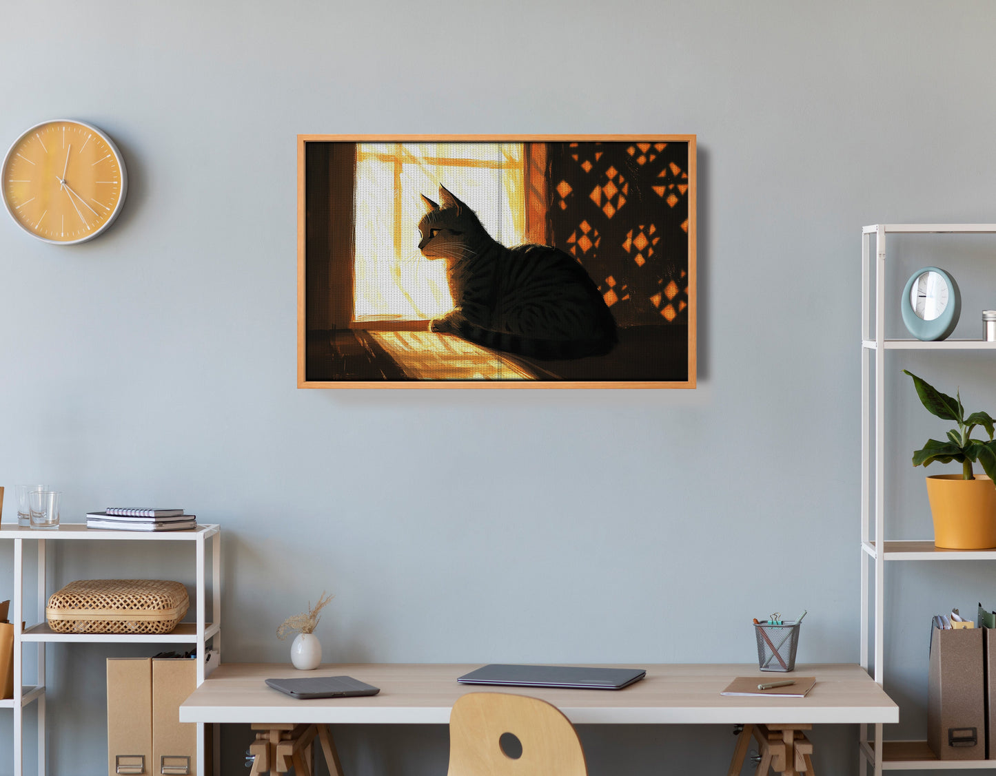 Black Cat Window Light African American canvas print view 48