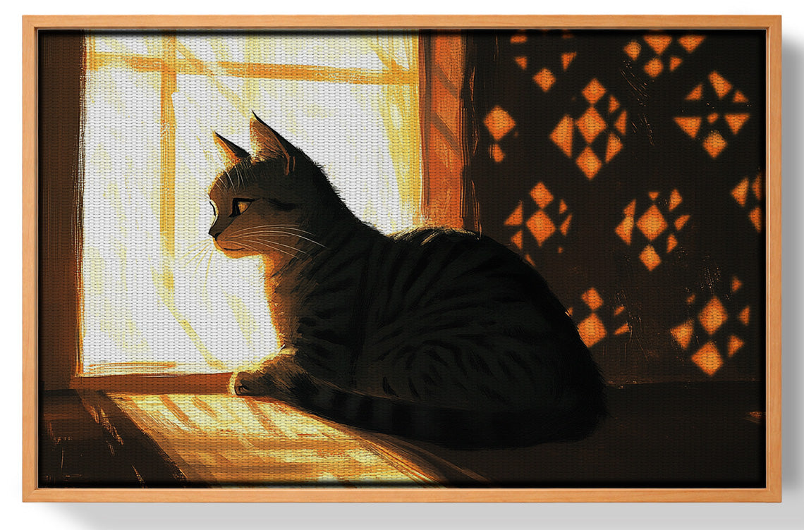 Black Cat Window Light African American canvas print view 43