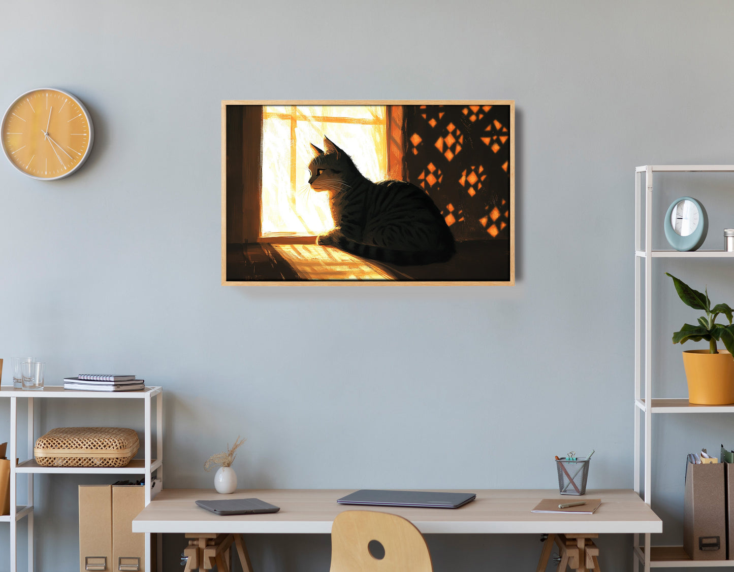 Black Cat Window Light African American canvas print view 54