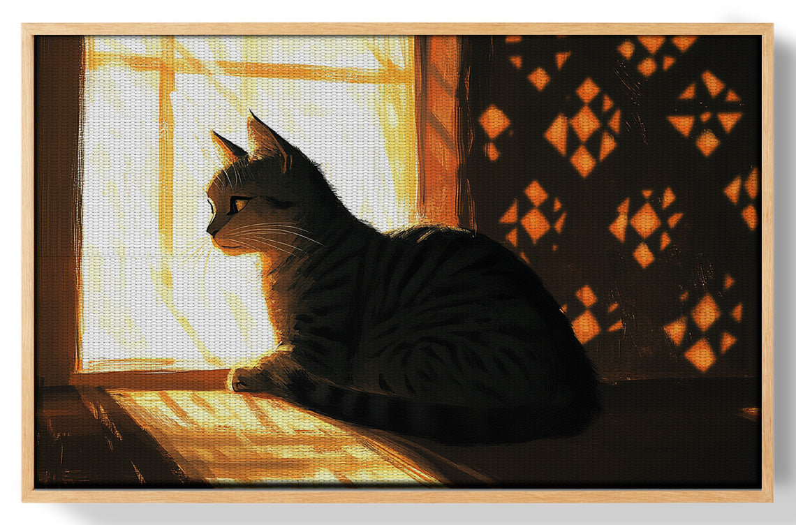 Black Cat Window Light African American canvas print view 49