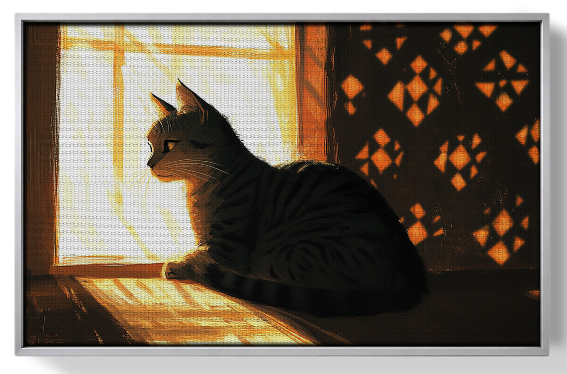 Black Cat Window Light African American canvas print view 55
