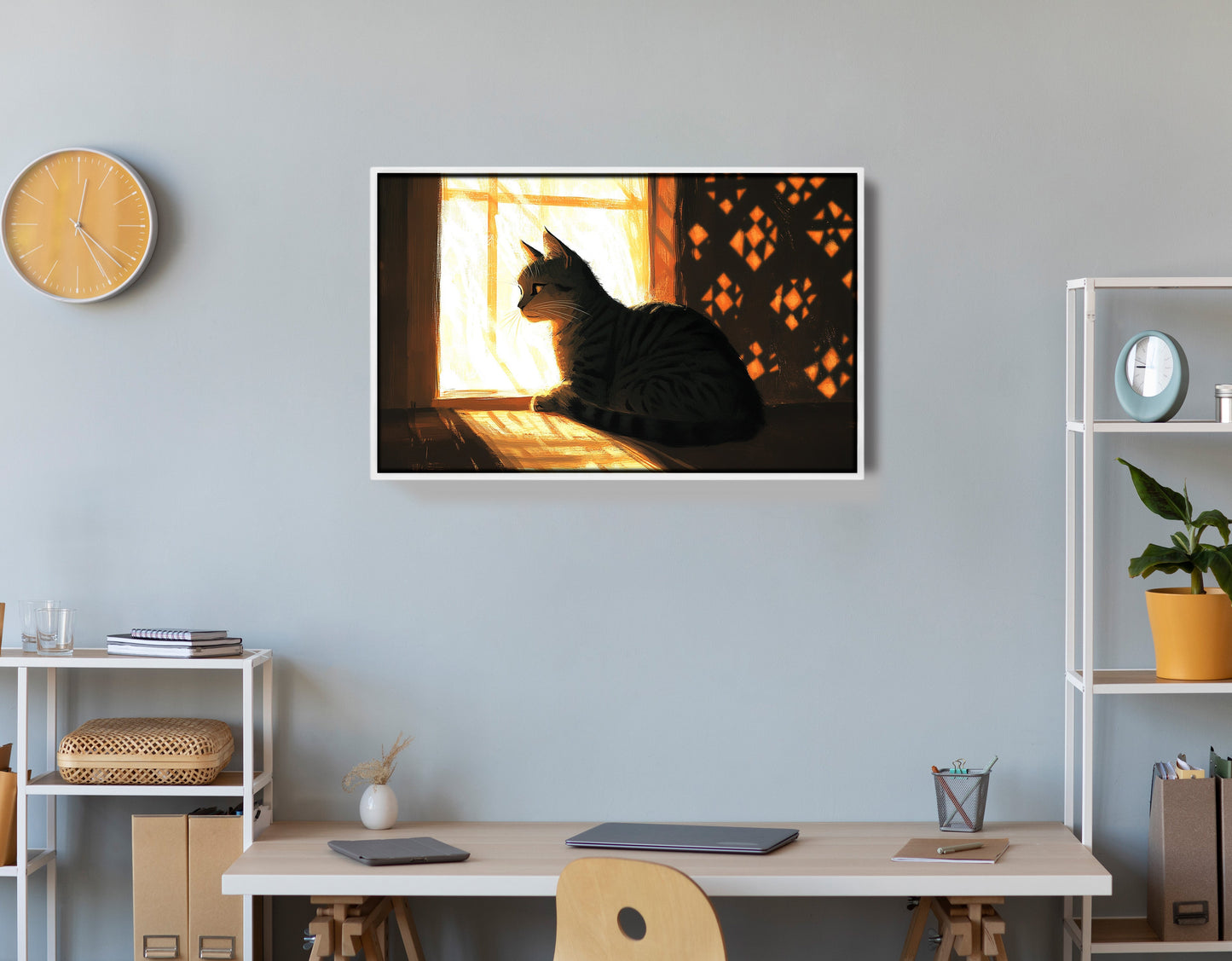 Black Cat Window Light African American canvas print view 66