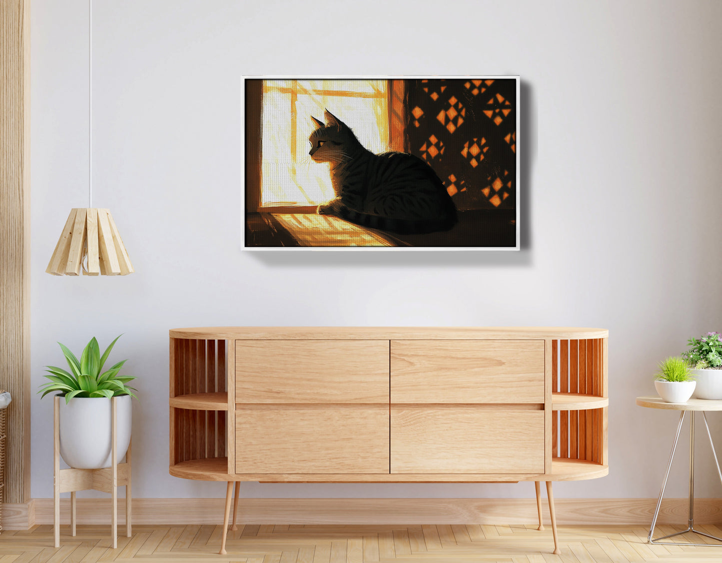 Black Cat Window Light African American canvas print view 62