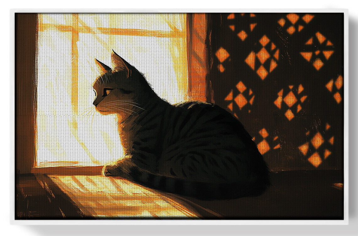 Black Cat Window Light African American canvas print view 61