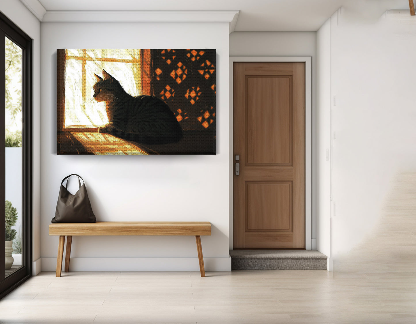 Black Cat Window Light African American canvas print view 17