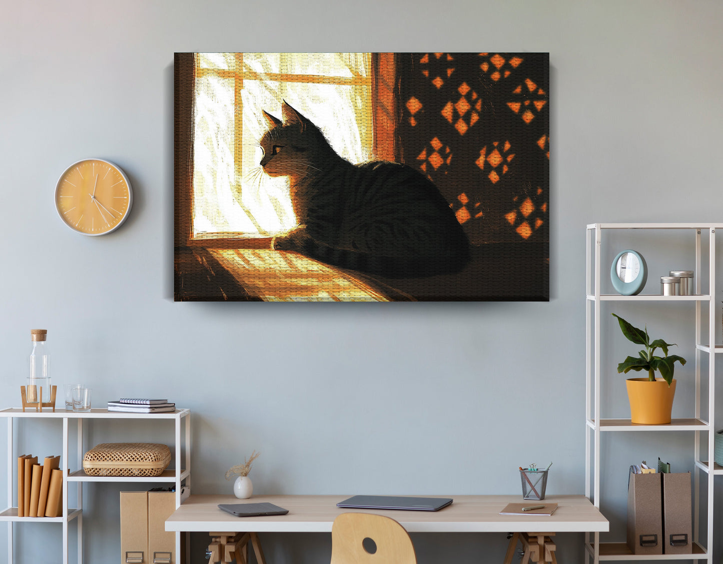 Black Cat Window Light African American canvas print view 18
