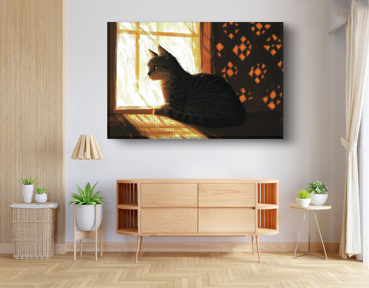 Black Cat Window Light African American canvas print view 14