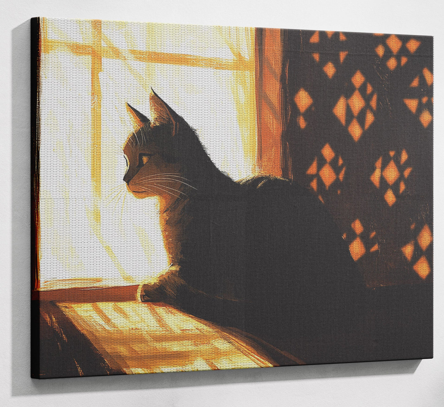 Black Cat Window Light African American canvas print view 13