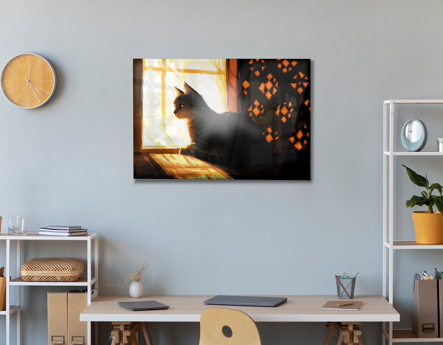 Black Cat Window Light African American canvas print view 24