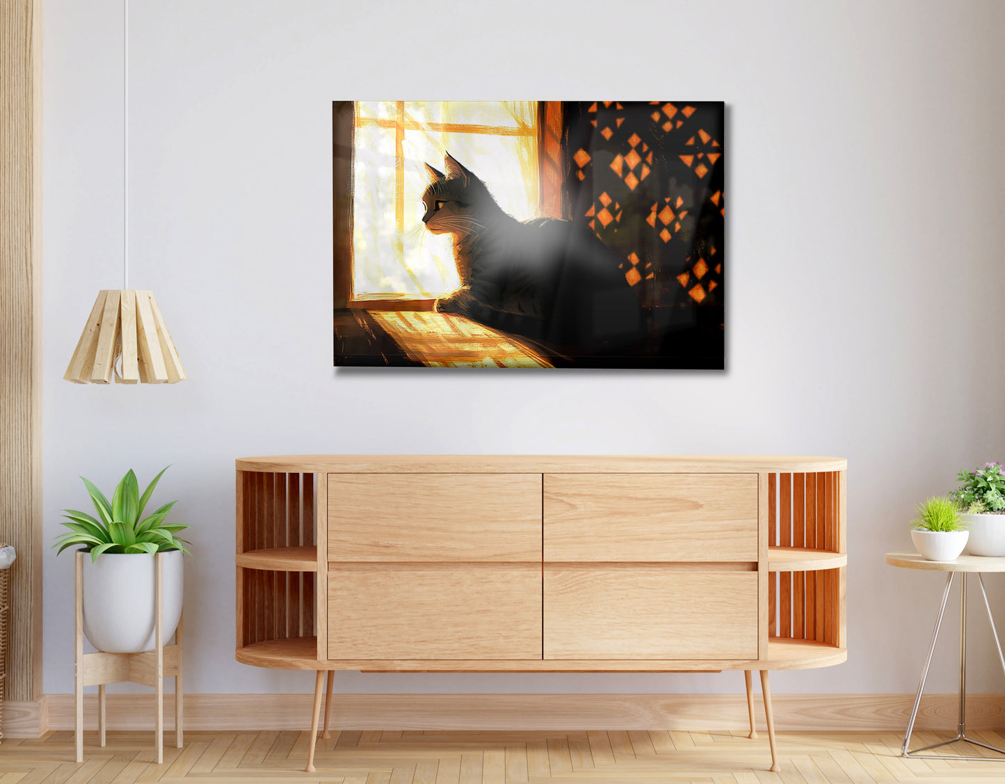 Black Cat Window Light African American canvas print view 20
