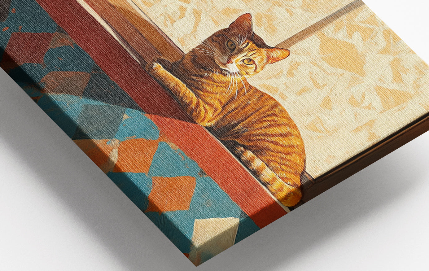 Close-up of Orange Cat Houseplant African American canvas print detail