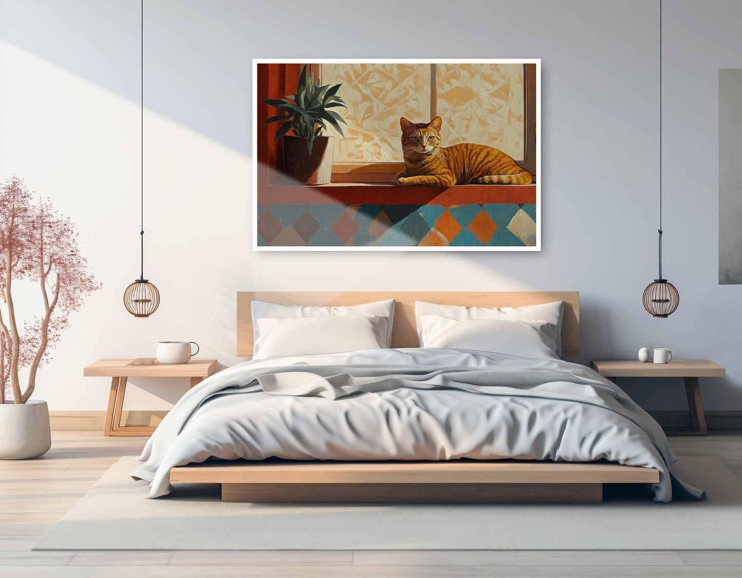 Orange Cat Houseplant African American canvas print artwork view