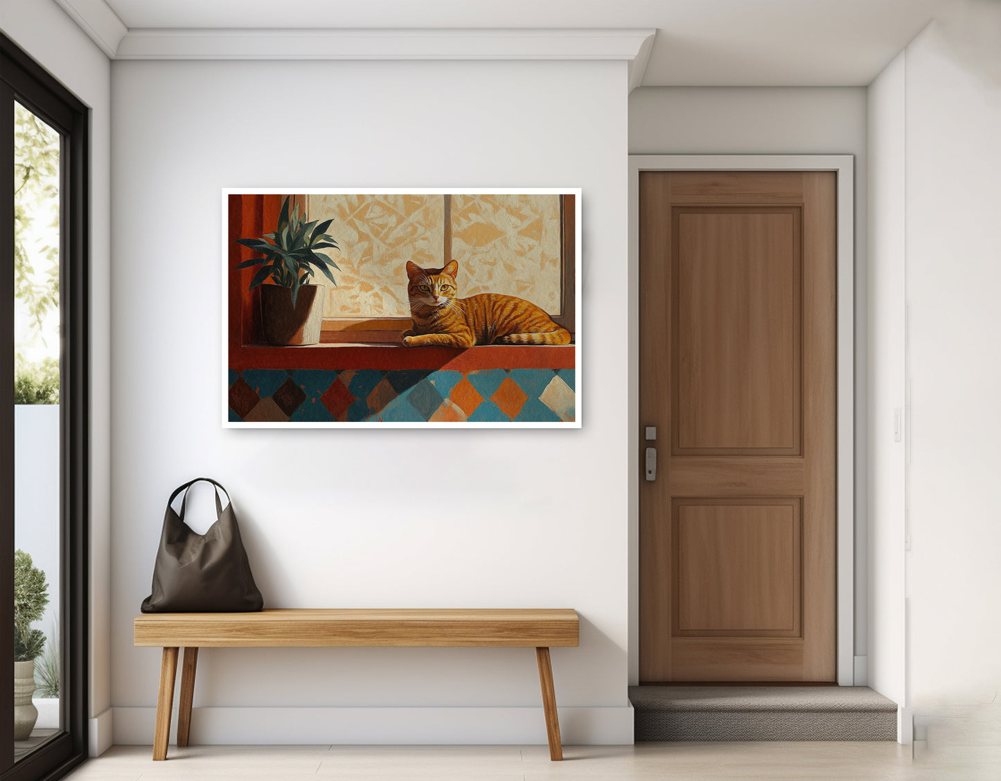 Orange Cat Houseplant African American canvas print home decor view