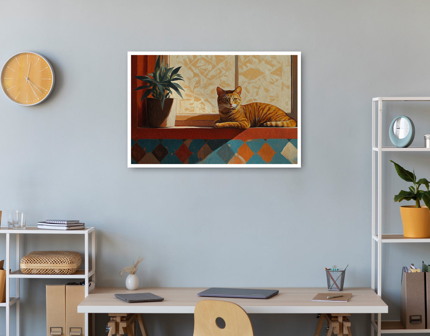 Orange Cat Houseplant African American canvas print print view