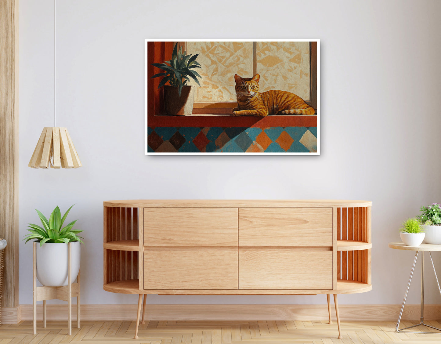 Alternate view of Orange Cat Houseplant African American canvas print
