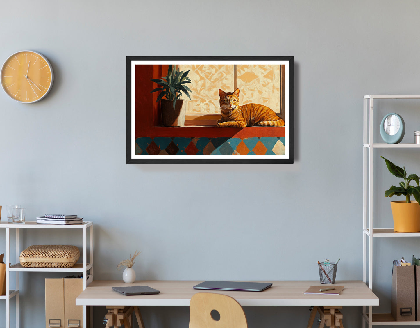 Orange Cat Houseplant African American canvas print view 72