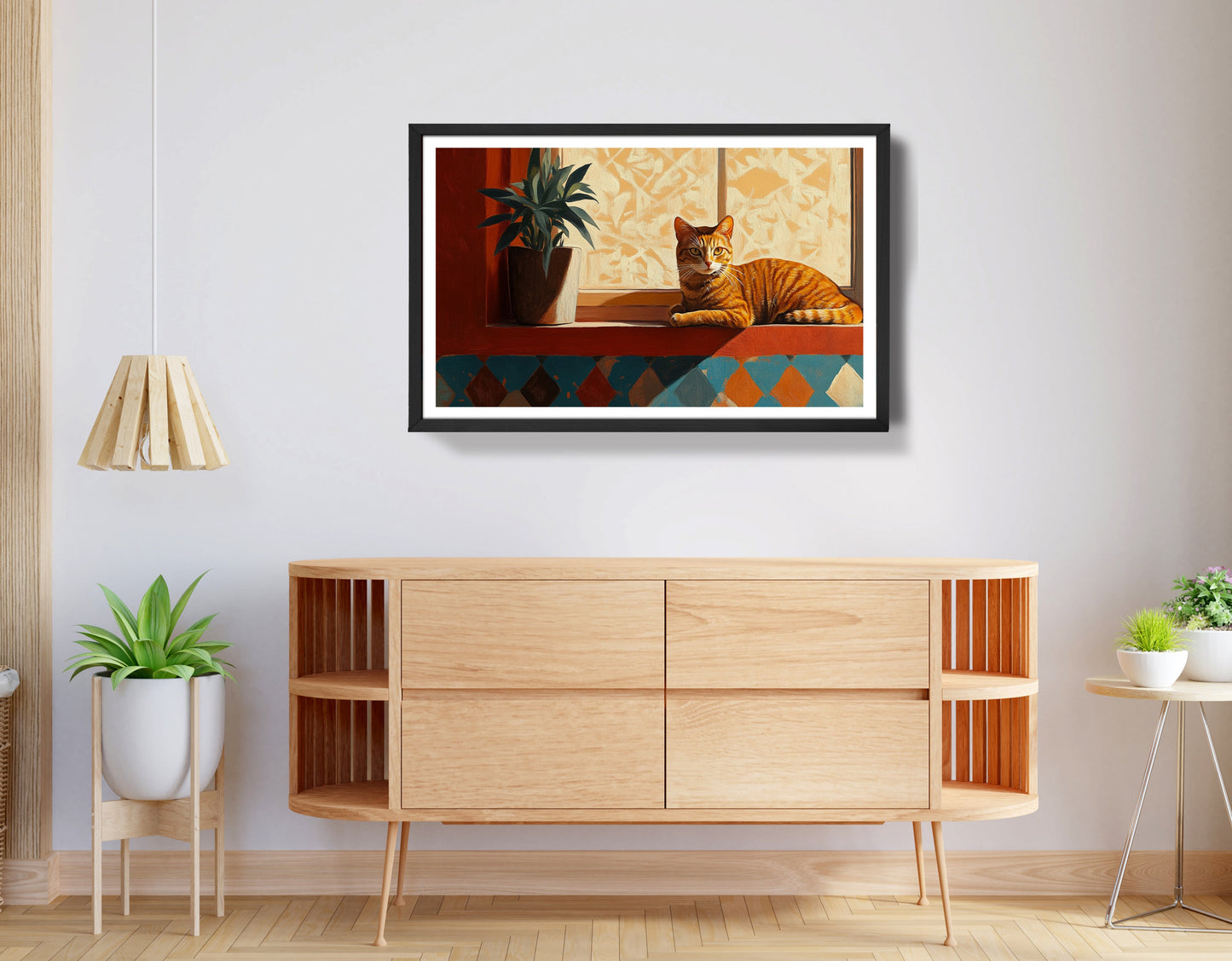 Orange Cat Houseplant African American canvas print view 68
