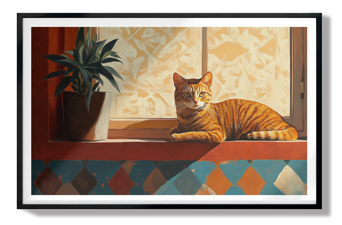 Orange Cat Houseplant African American canvas print view 67