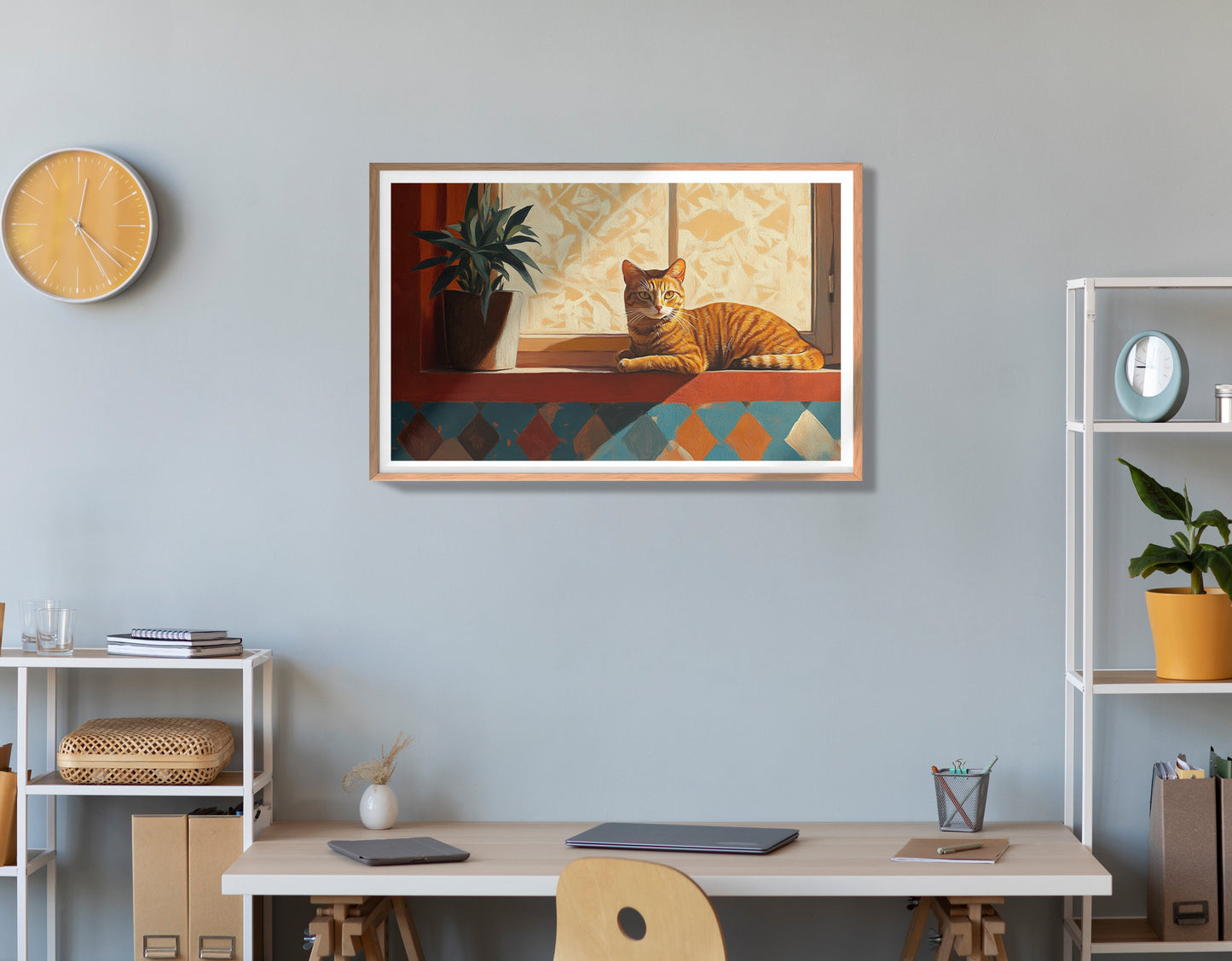 Orange Cat Houseplant African American canvas print view 84