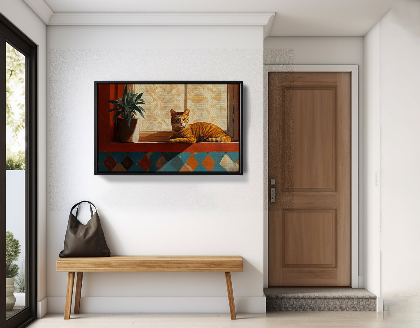 Orange Cat Houseplant African American canvas print view 29