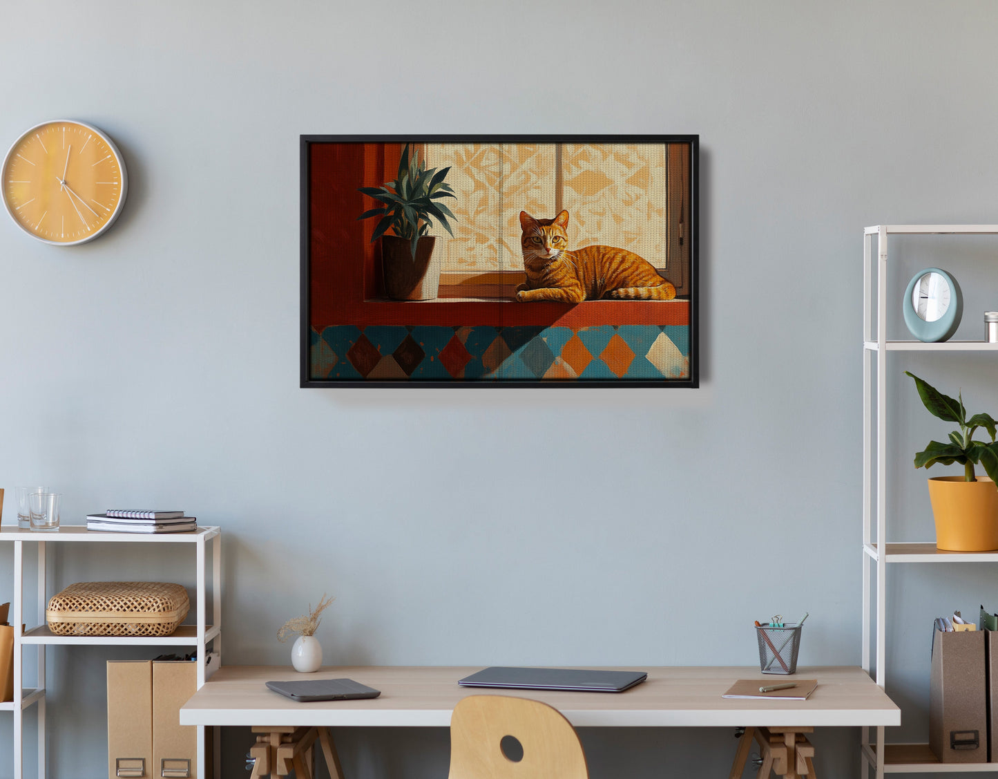 Orange Cat Houseplant African American canvas print view 30