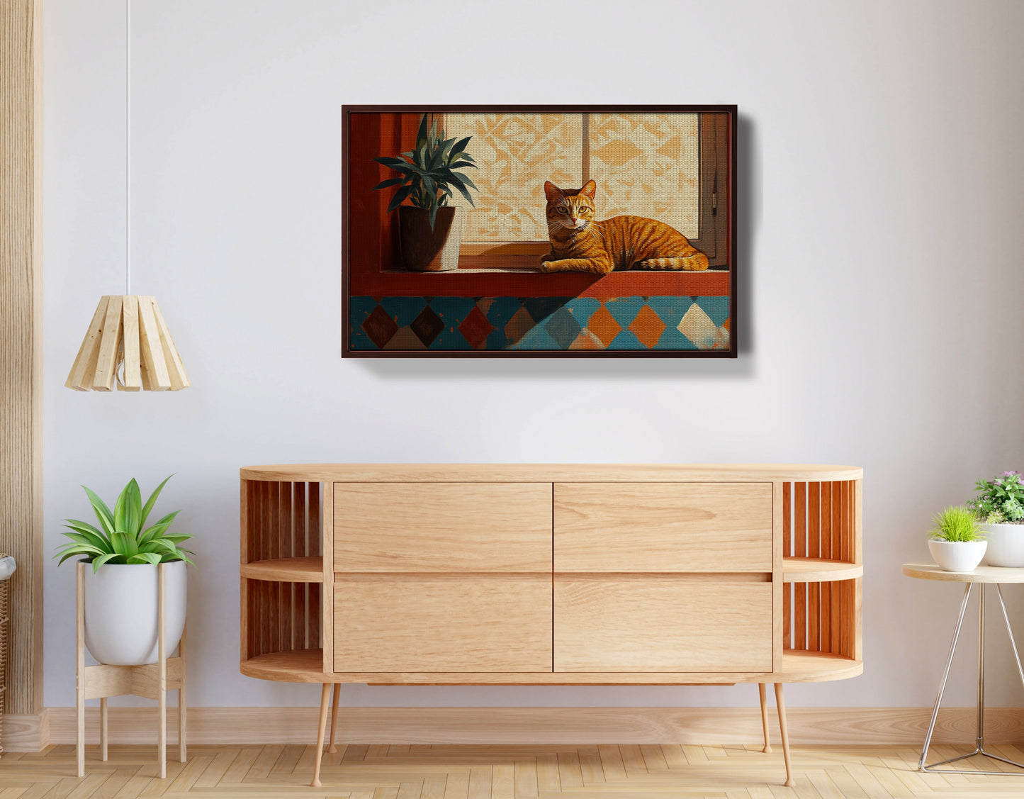 Orange Cat Houseplant African American canvas print view 32