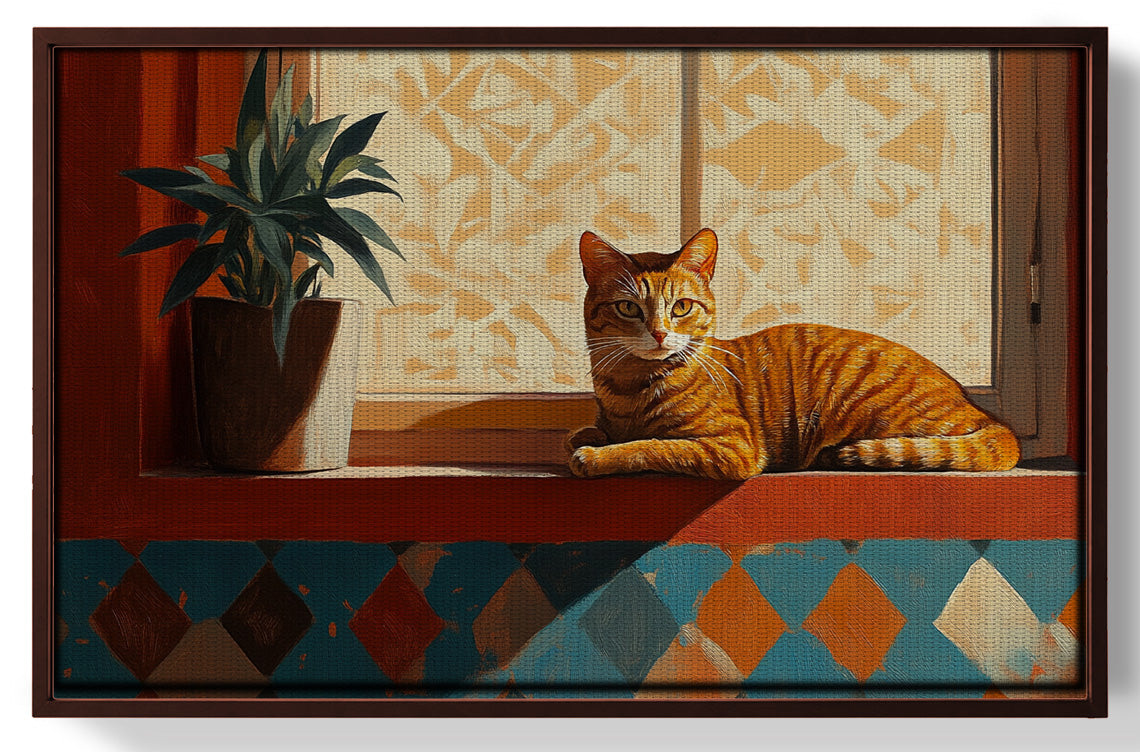 Orange Cat Houseplant African American canvas print view 31