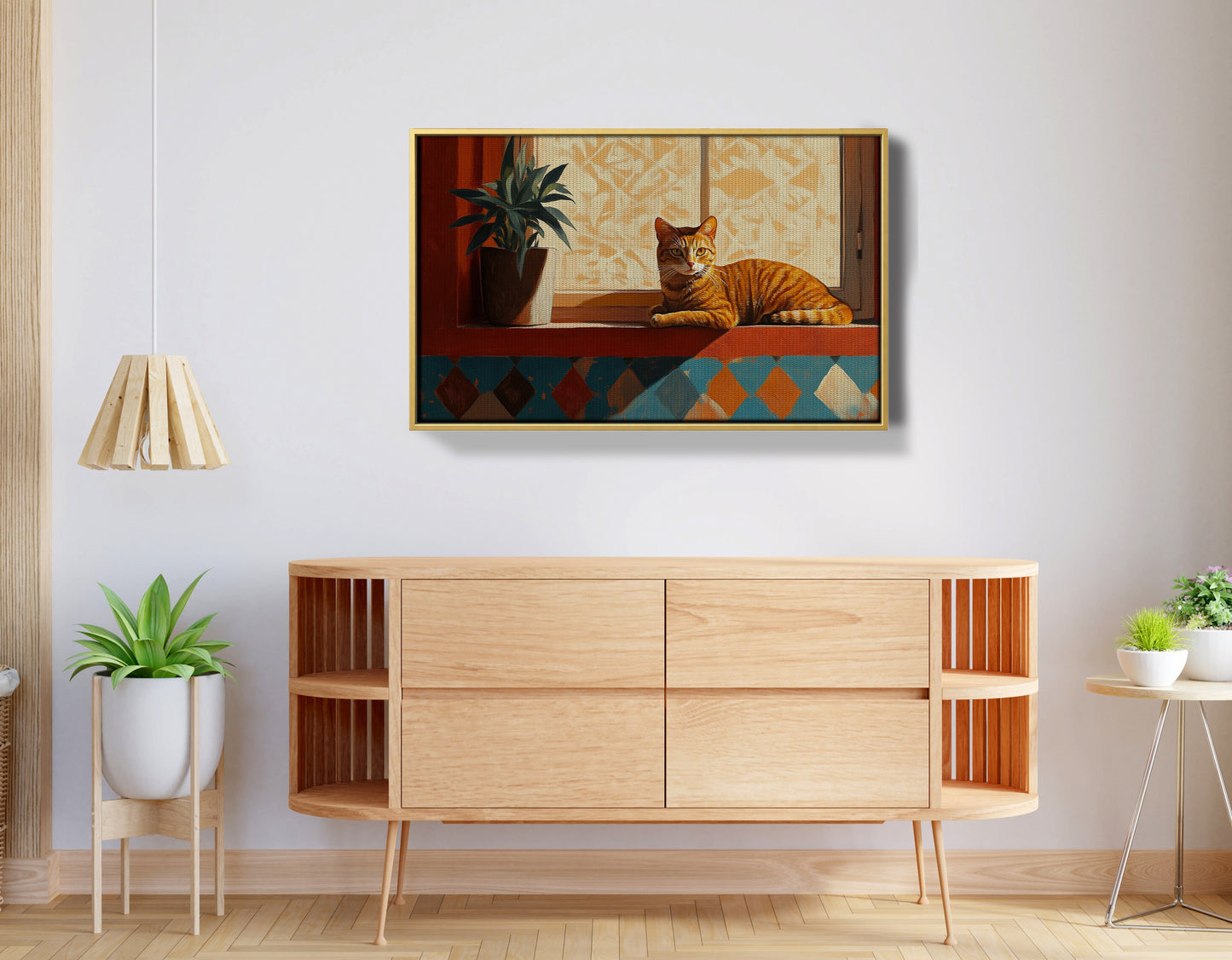 Orange Cat Houseplant African American canvas print view 38
