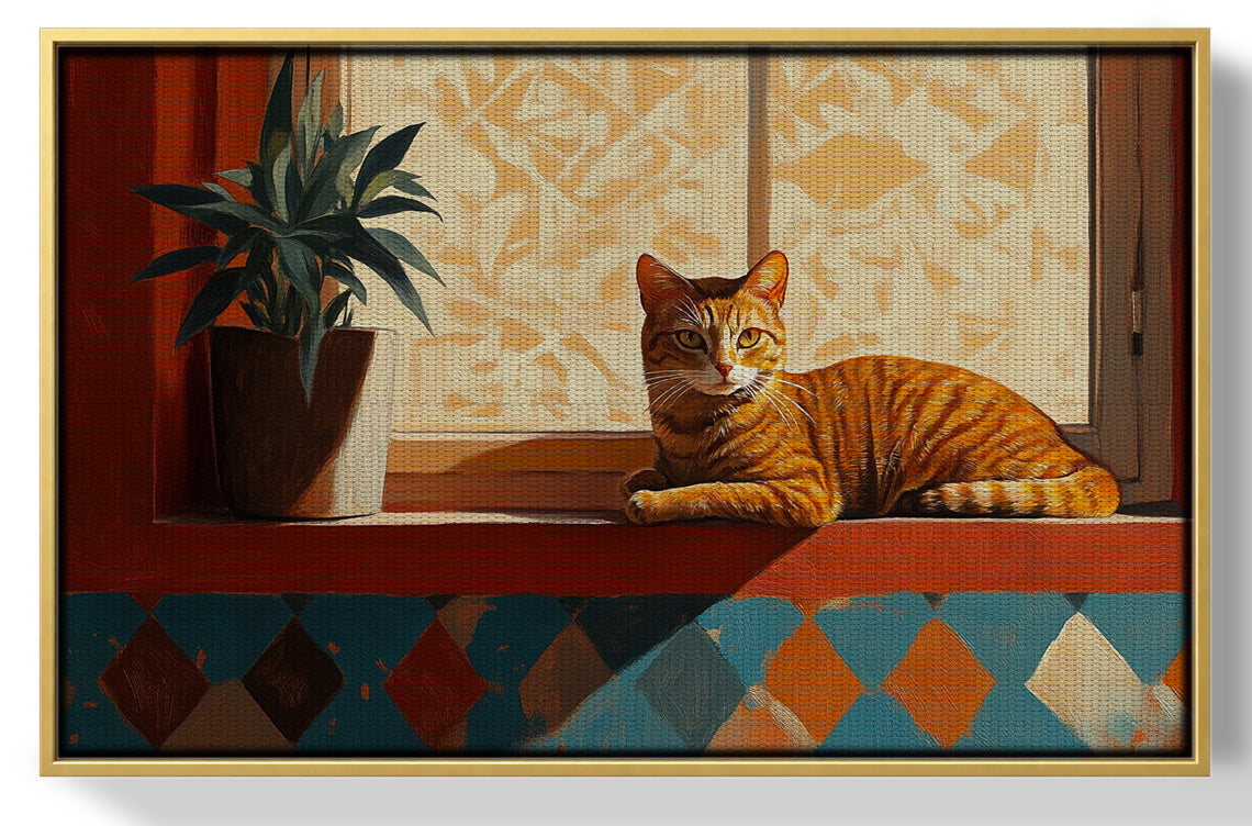 Orange Cat Houseplant African American canvas print view 37